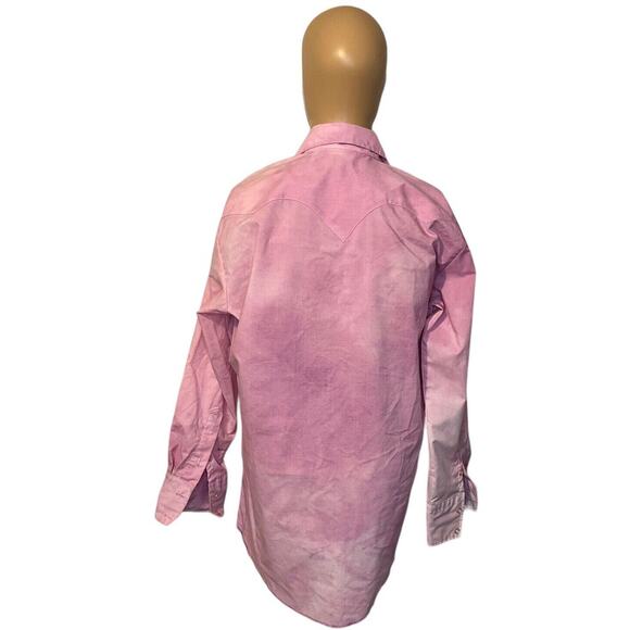 Vintage Tem Tex Western Shirt Size XL Pink Snap Long Sleeve Extra Long Tails - Picture 4 of 6